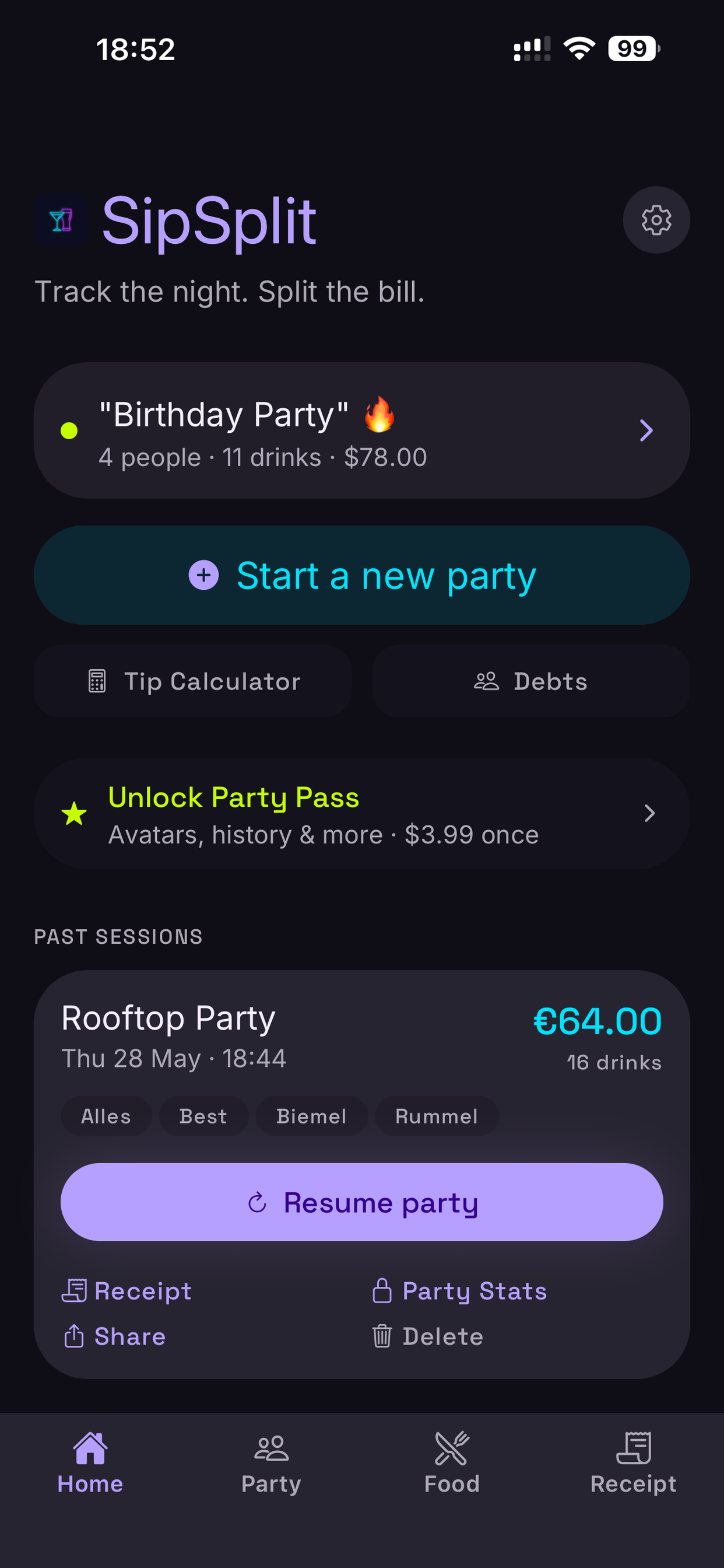Home screen
