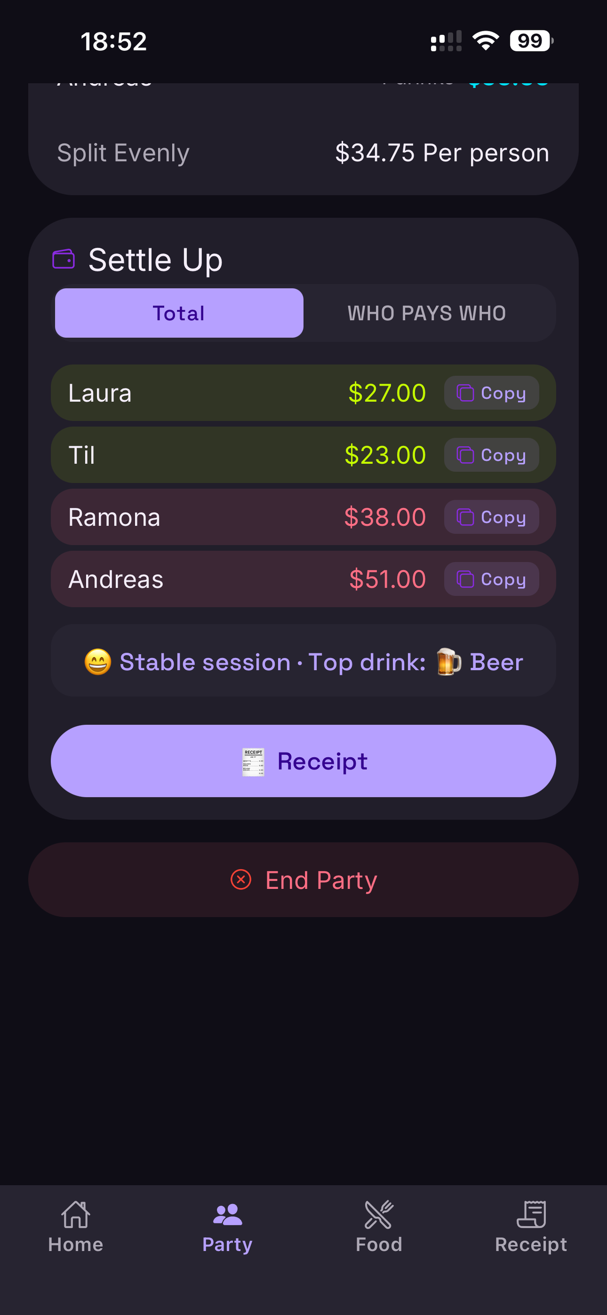 Drinks tracking